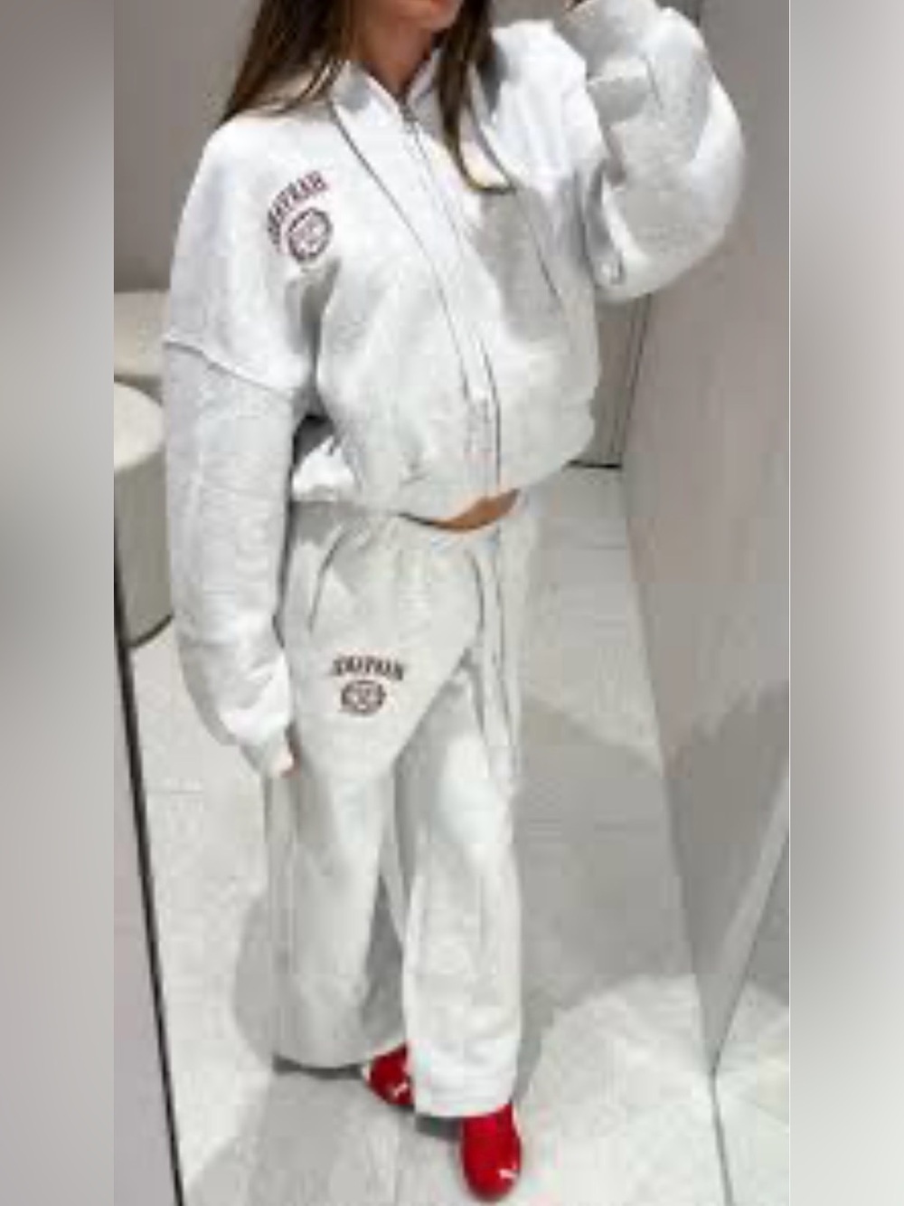Zara x Harvard University Activewear Set (Cropped Zip Hoodie & Wide-Leg Sweatpan